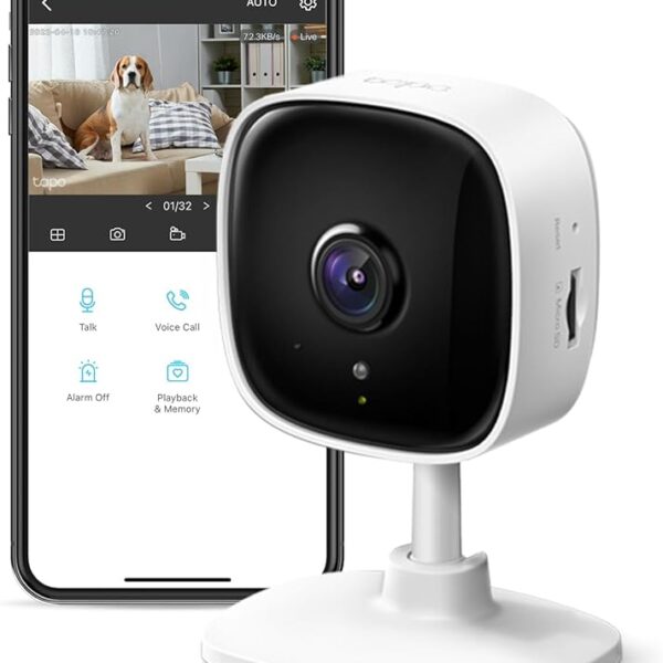 Tapo TP-Link 1080P Indoor Security Camera for Baby Monitor, Dog Camera w/Motion Detection, 2-Way Audio Siren, Night Vision, Cloud & SD Card Storage, Works w/Alexa & Google Home C100