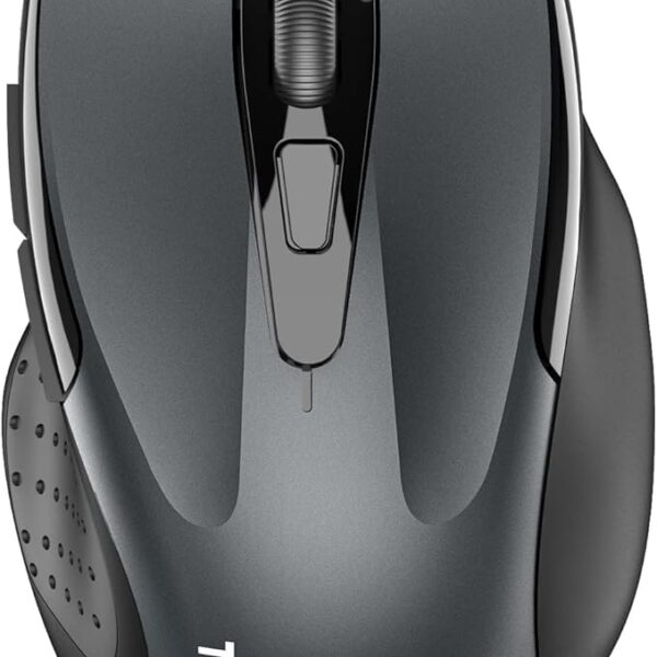 TECKNET Wireless Mouse (2.4G & BT5.0/3.0) Silent 4800 DPI Computer USB A & Bluetooth Mouse 6 Buttons, Wide Compatibility - Grey