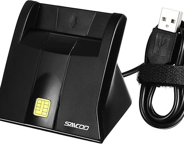 SAICOO Smart Card Reader, DOD Military USB Common Access CAC Card Reader, Compatible with Mac OS, Win (Vertical Version)