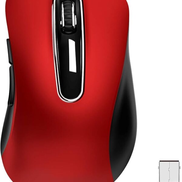 memzuoix 2.4G Wireless Mouse, 1400 DPI Mobile Optical Cordless Mouse with USB Receiver, Portable Computer Mice for Laptop, PC, Desktop, MacBook, 5 Buttons, Red