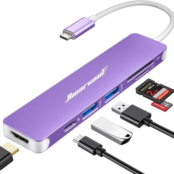 Hiearcool USB C Hub for MacBook Pro M2, USB-C Adapter for Mac-Book Air M1, USBC to HDMI Multi-Port Dongle 7 in 1 Type-C Dock for Mac Book Thunderbolt 3 4 Laptops and Other Type C Devices